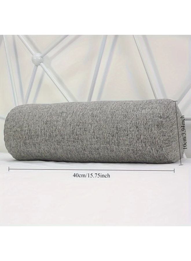 Beige Gray Linen Cylindrical Neck Pillow For Sofa Bed Office Support Machine Washable - Image 3